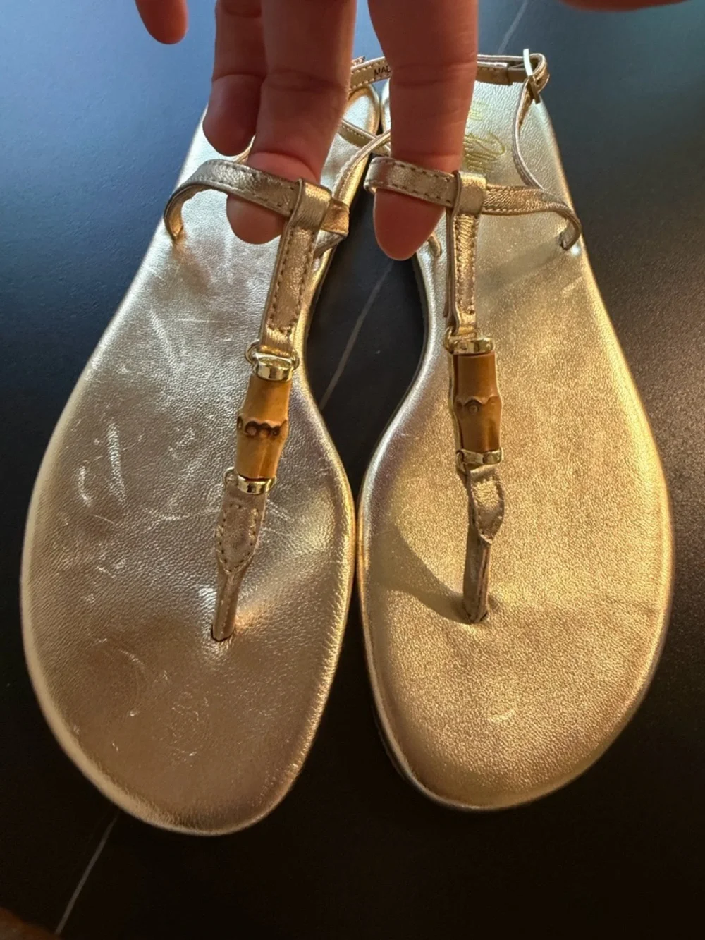 Lilly Pulitzer Gold T-Strap Sandals - Picture 1 of 11